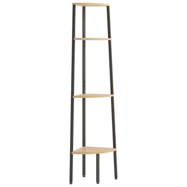 Berkfield Home 4-Tier Corner Shelf Light Brown & Black 45.5x31.5x150 cm - image 1