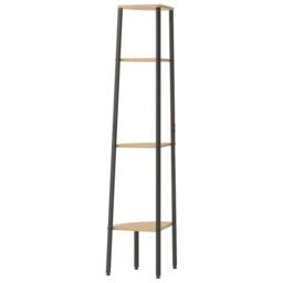 Berkfield Home 4-Tier Corner Shelf Light Brown & Black 45.5x31.5x150 cm - thumbnail 5