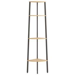 Berkfield Home 4-Tier Corner Shelf Light Brown & Black 45.5x31.5x150 cm - thumbnail 3