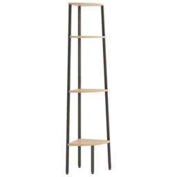 Berkfield Home 4-Tier Corner Shelf Light Brown & Black 45.5x31.5x150 cm - thumbnail 1