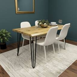 KOSY KOALA Dining Table Set With 4 Cream Chairs Home Kitchen Furniture - thumbnail 2