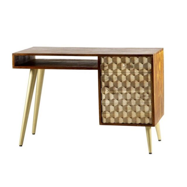 Indian Hub Edison Desk - Solid Mango Wood - L58 x W117 x H78 cm in Brown - image 1