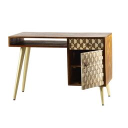 Indian Hub Edison Desk - Solid Mango Wood - L58 x W117 x H78 cm in Brown - thumbnail 3