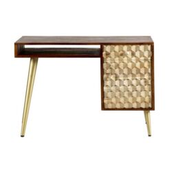 Indian Hub Edison Desk - Solid Mango Wood - L58 x W117 x H78 cm in Brown - thumbnail 2