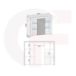 Mex Furniture LTD Sideboard Harbor 97cm - White & Grey Gloss Doors & LED Lights - thumbnail 4