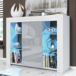 Mex Furniture LTD Sideboard Harbor 97cm - White & Grey Gloss Doors & LED Lights