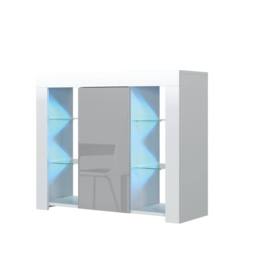 Mex Furniture LTD Sideboard Harbor 97cm - White & Grey Gloss Doors & LED Lights - thumbnail 5