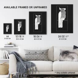 "Artery8 Sulphur Crested Cockatoo Parrot De Mesquita Wall Art Poster Print in Black - Size: W18"" x H24""" - thumbnail 3