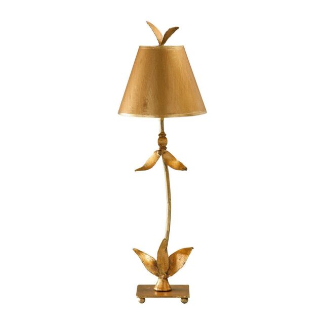 Loops Table Lamp Gold Silver Leaf Column Tapered Shade Finial Gold Leaf LED E27 60W in Metallics