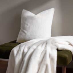 Paoletti Stanza Faux Fur Cushion in White - Size: 55 cm x 55 cm - thumbnail 6