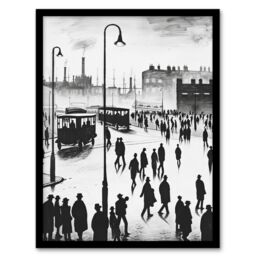 "Artery8 Industrial City Scene 1930s Drawing British Town Framed Art Print in Grey - Size: W12"" x H16""" - thumbnail 1