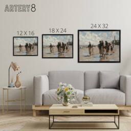 "Artery8 John Singer Sargent Fishing For Oysters Framed Canvas Wall Art Print in Blue - Size: W18"" x H24""" - thumbnail 4