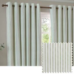 Yard Hebden 100% Cotton Blackout Eyelet Curtain Pair in Pale Green - Size: 229 cm width x 229 cm drop - thumbnail 1