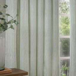 Yard Hebden 100% Cotton Blackout Eyelet Curtain Pair in Pale Green - Size: 229 cm width x 229 cm drop - thumbnail 3