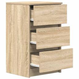 Berkfield Home Bedside Cabinet with 3 Drawers Sonoma Oak 39x35x65 cm in Brown - Size: 39 x 35 x 65 cm - thumbnail 5
