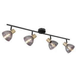 Netlighting Jay Ceiling Spotlight Bar Black Glass Shade 4x E14 - thumbnail 1