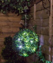 Primrose Pair Solar Powered LED Artificial Topiary Ball 38cm The Big Buxus Ball in Green - thumbnail 3