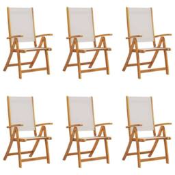 Berkfield Home Beautiful Folding Garden Chairs 6 pcs Solid Wood Acacia & Textilene in Brown - thumbnail 3