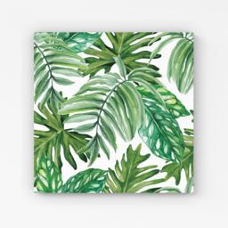 "Warren Reed - Designer Exotic Rainforest Leaves Canvas in Green - Size: W30"" x H30""" - thumbnail 1
