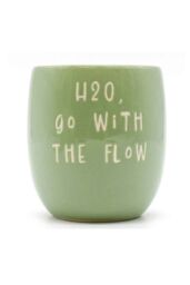 Upper Street Home Set Of 3 Ceramic Flower Pots On Tray, Green Slogan Design Planters, Plant Pot Display, Indoor Plant Containers in Light Green - thumbnail 6