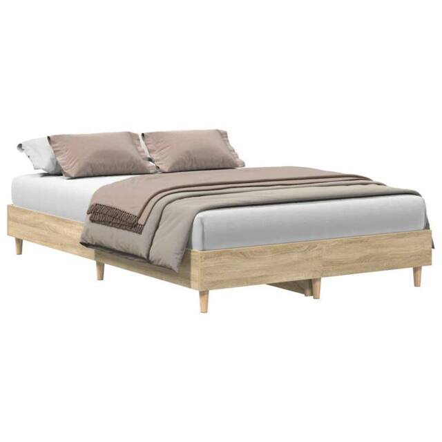 Berkfield Home Bed Frame No Mattress Sonoma Oak 120x190 cm Small Double Wood in Light Tan - image 1