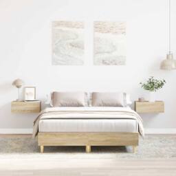 Berkfield Home Bed Frame No Mattress Sonoma Oak 120x190 cm Small Double Wood in Light Tan - thumbnail 2