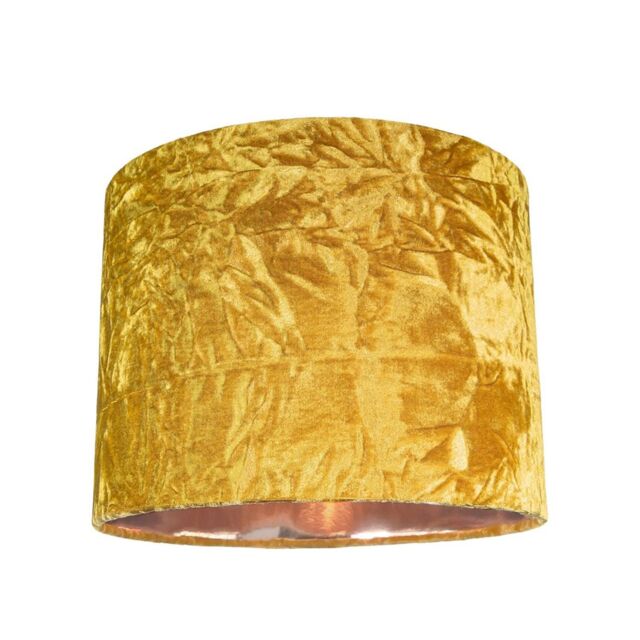 Happy Homewares Modern Crushed Velvet Lamp Shade with Shiny Paper Inner in Mustard - Size: 8 inches - image 1