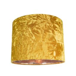 Happy Homewares Modern Crushed Velvet Lamp Shade with Shiny Paper Inner in Mustard - Size: 8 inches