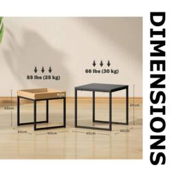 FURNOS 2PC Square Nesting Coffee Tables Living Room Furniture in Black - thumbnail 9