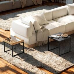 FURNOS 2PC Square Nesting Coffee Tables Living Room Furniture in Black - thumbnail 6