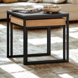 FURNOS 2PC Square Nesting Coffee Tables Living Room Furniture in Black - thumbnail 5