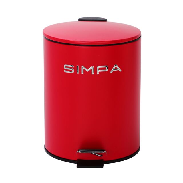 simpa 5L Slim Soft-Closing Pedal Dustbin in Red - image 1