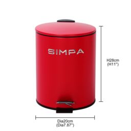 simpa 5L Slim Soft-Closing Pedal Dustbin in Red - thumbnail 5