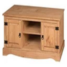 EONLION Corona Pine TV Unit 2-Door Media Stand Solid Wood in Brown - thumbnail 3