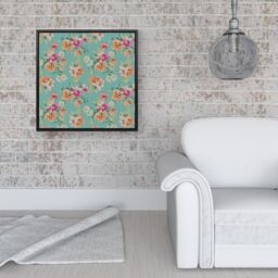 Warren Reed - Designer Bright Flower Sketch Framed Canvas in Black - Size: w40 inch x h40 inch - thumbnail 2