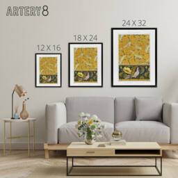 "Artery8 Poppy Pigeon Coral Fish Patterns Framed Canvas Wall Art Print Verneuil in Orange - Size: W18"" x H24""" - thumbnail 4