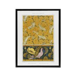 "Artery8 Poppy Pigeon Coral Fish Patterns Framed Canvas Wall Art Print Verneuil in Orange - Size: W18"" x H24""" - thumbnail 1