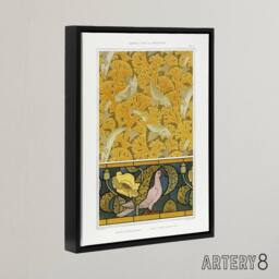 "Artery8 Poppy Pigeon Coral Fish Patterns Framed Canvas Wall Art Print Verneuil in Orange - Size: W18"" x H24""" - thumbnail 2