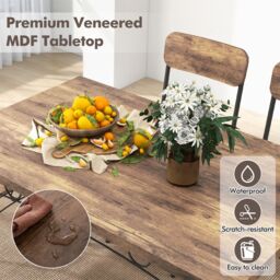 Gymax 5-Piece Industrial Kitchen Furniture Dining Table Set for 4-Brown in Brown - thumbnail 7