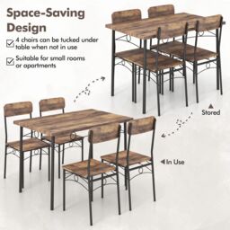 Gymax 5-Piece Industrial Kitchen Furniture Dining Table Set for 4-Brown in Brown - thumbnail 8