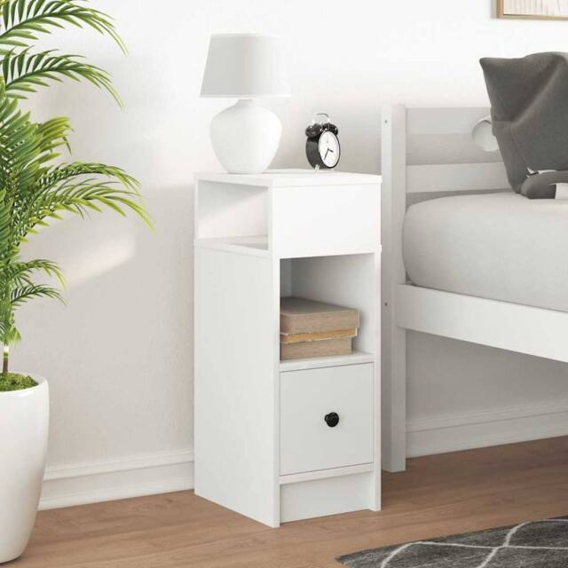 Berkfield Home Durable Bedside Cabinet with Drawer White 25x31x66 cm - Size: 25 x 31 x 66 cm - image 1