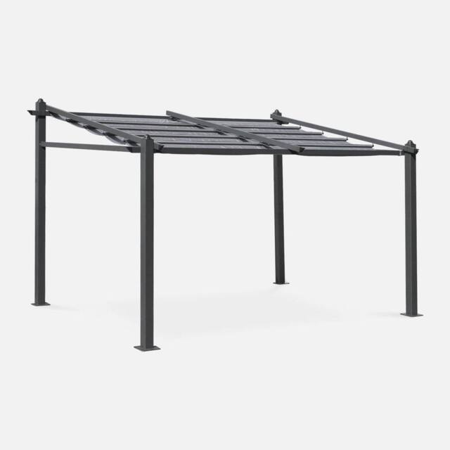 sweeek 3x4m Outdoor Retractable Aluminium Pergola With Canopy in Grey - image 1