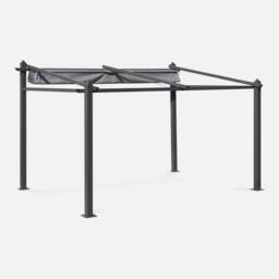 sweeek 3x4m Outdoor Retractable Aluminium Pergola With Canopy in Grey - thumbnail 2