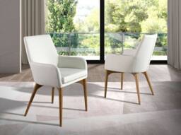 Angel Cerda White Leatherette Dining Chair with Walnut-Coloured - thumbnail 3