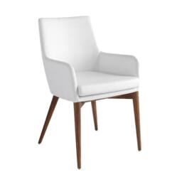 Angel Cerda White Leatherette Dining Chair with Walnut-Coloured - thumbnail 1