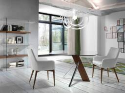 Angel Cerda White Leatherette Dining Chair with Walnut-Coloured - thumbnail 6
