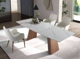 Angel Cerda White Leatherette Dining Chair with Walnut-Coloured - thumbnail 4