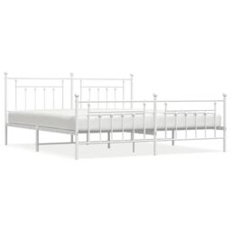 Berkfield Home Metal Bed Frame with Headboard & Footboard White 200x200 cm - thumbnail 2