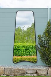 MirrorOutlet Black Metal Trapezoid Shape Framed Garden Wall Mirror (180CM X 85CM) - Size: 1 Pack - thumbnail 1
