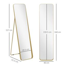 STILVORA Full Length Mirror 160 x 40 cm Free Standing Gold - thumbnail 4
